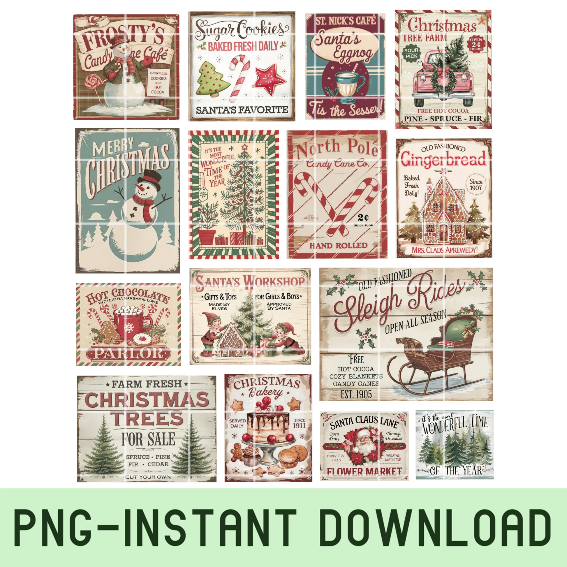 Vintage Christmas PNG sublimation digital download festive design