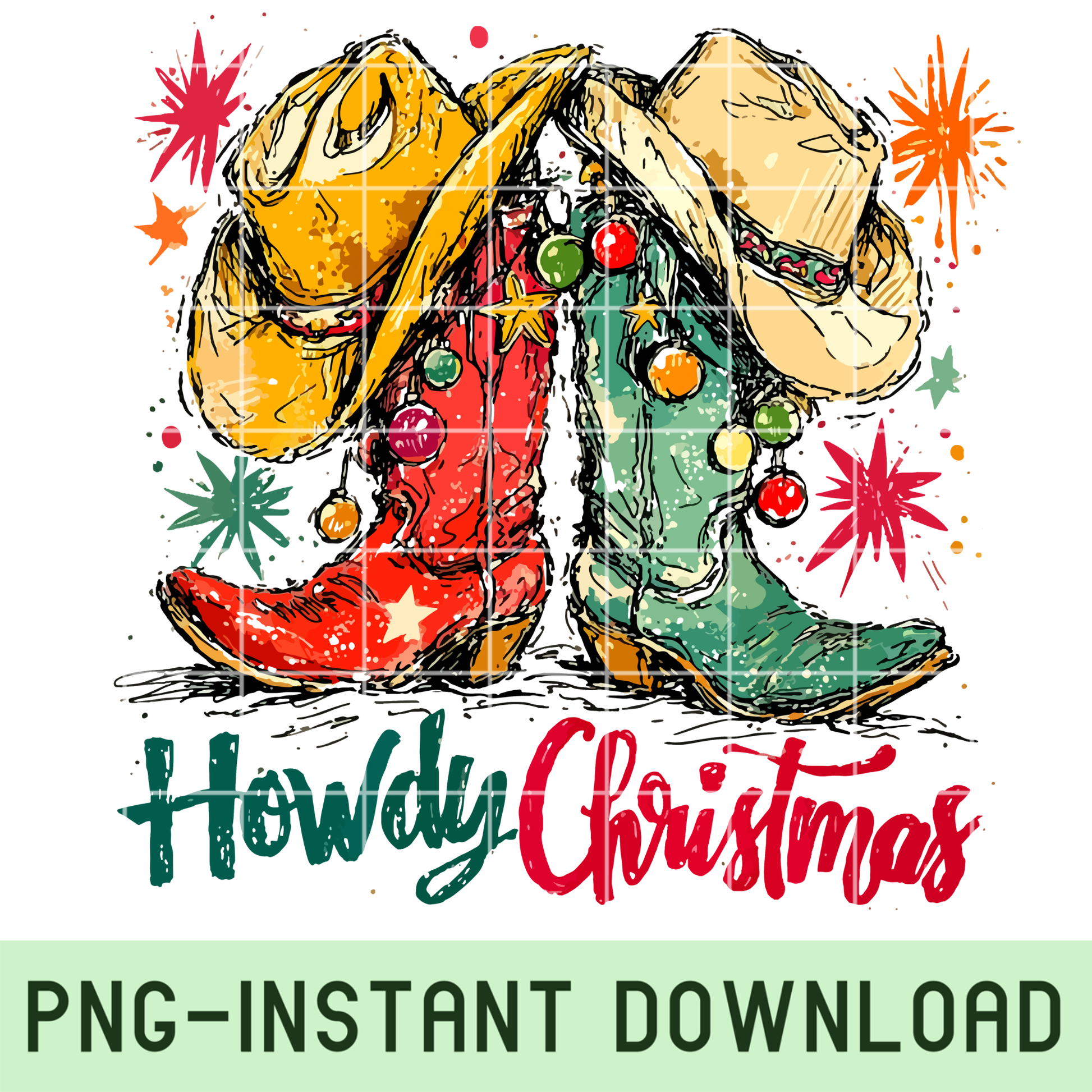 Howdy Christmas PNG Western Cowgirl Retro Christmas Tree design