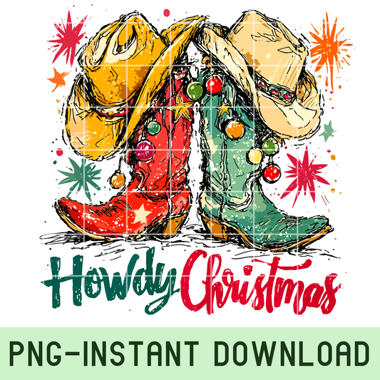 Howdy Christmas PNG Western Cowgirl Retro Christmas Tree design