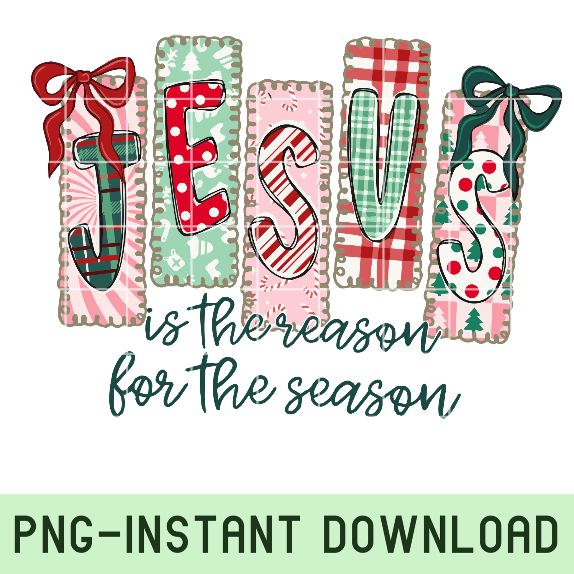 Jesus Is The Reason For The Season PNG Coquette Christian Christmas design